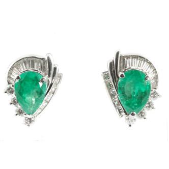 3.73ct Emerald and Diamond Earrings GIA