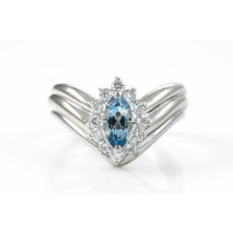 0.51ct Aquamarine and Diamond Ring
