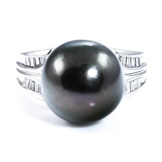 12.7mm Tahitian Pearl and Diamond Ring