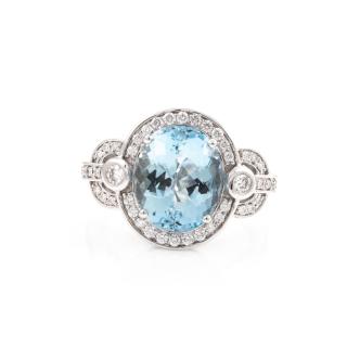 4.04ct Aquamarine and Diamond Ring