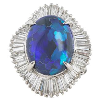 6.46ct Black Opal & 1.69ct Diamond Ring*