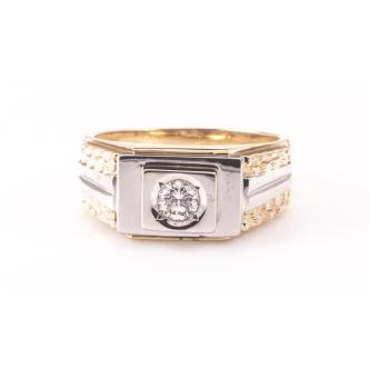 Mens 18ct gold and Platinum Diamond Ring