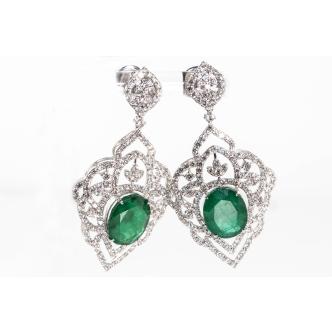 8.95ct Emerald and Diamond Earrings