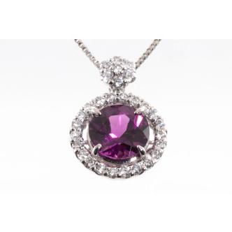 Rhodolite Garnet and Diamond Pendant