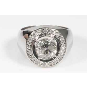 2.65ct Diamond Mens Ring GSL Plat 30.1g