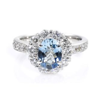 1.05ct Aquamarine and Diamond Ring