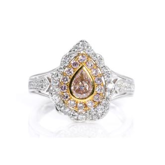 Pink, Yellow and White  Diamond Dress Ring