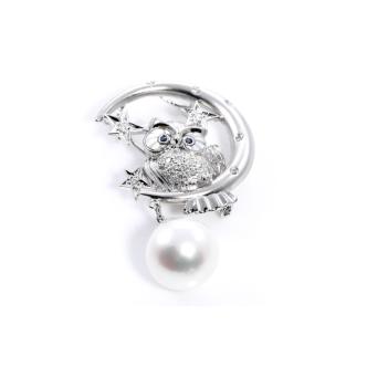 13.2mm Pearl, Sapphire and Diamond Brooch