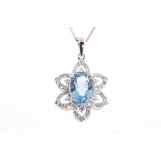 1.85 g Aquamarine and Diamond Pendant