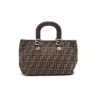 Fendi Zucca Monogram Canvas & Leather Vintage Small Tote Bag