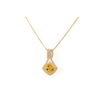 1.38ct Citrine and Diamond Pendant