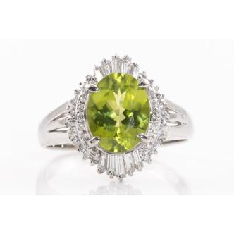 2.41ct Peridot and Diamond Ring