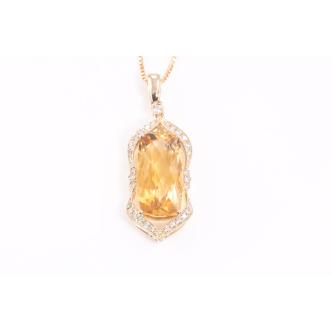 5.30ct Citrine and Diamond Pendant