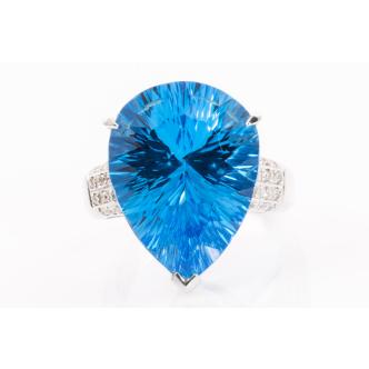 16.83ct Blue Topaz and Diamond Ring