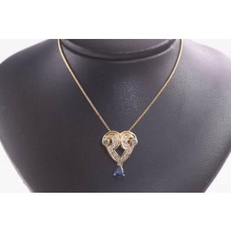 0.38ct Blue Sapphire and Diamond Pendant