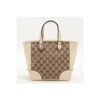Gucci GG Canvas and Leather Bree Top Handle Tote Small