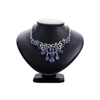 37.81ct Tanzanite and Diamond Necklace