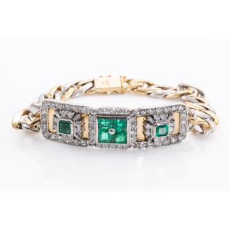2.09ct Emerald and Diamond Bracelet