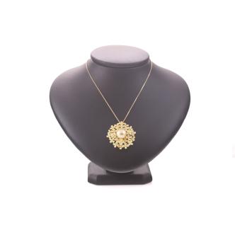 10.8mm Golden Pearl and Diamond Pendant