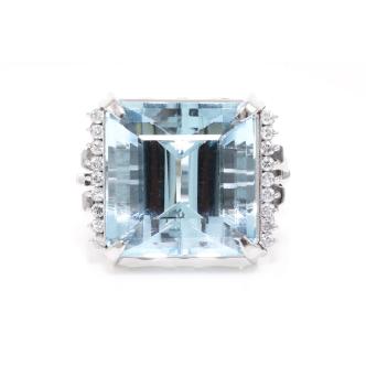 17.30ct Aquamarine and Diamond Ring