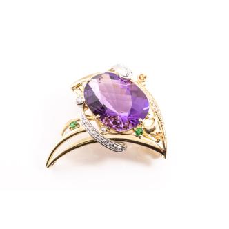 24.98ct Amethyst & Diamond Brooch/Pendant*