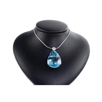 98.85ct Blue Topaz and Diamond Pendant