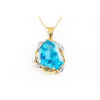 58.76ct Blue Topaz and Diamond Pendant
