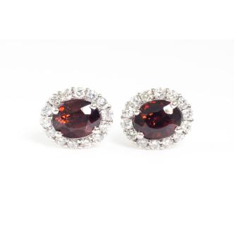 3.90ct Garnet and Diamond Earrings