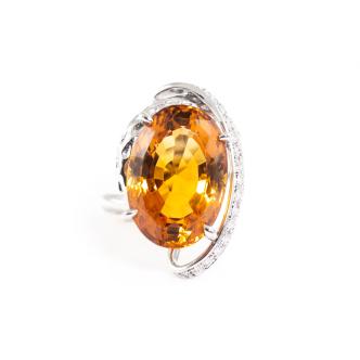 12.42ct Citrine and Diamond Ring