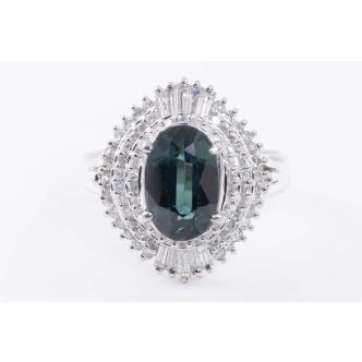3.11ct Green Sapphire and Diamond Ring