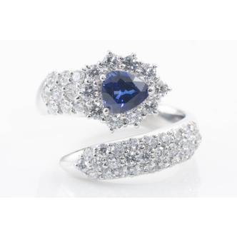 1.17ct Blue Sapphire and Diamond Wrap Around Ring