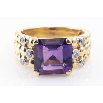 3.50ct Amethyst and Diamond Ring