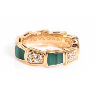 Bvlgari Serpenti Viper with Malachite and Diamond Ring