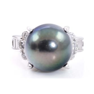 13.1mm Tahitian Pearl and Diamond Ring