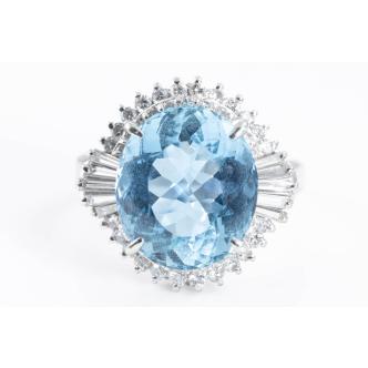7.17ct Aquamarine and Diamond Ring