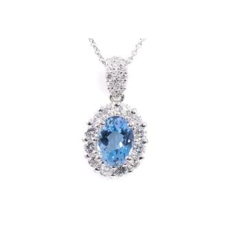 Aquamarine & 1.58ct Diamond Pendant