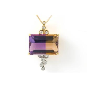 18.06ct Ametrine and Diamond Pendant