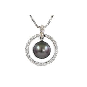 10.6mm Tahitian Pearl and Diamond Pendant