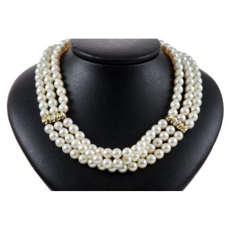 6.5-6.9mm Akoya Pearl & Diamond Necklace
