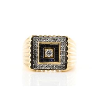 Sapphire and Diamond Mens Ring 13.3g