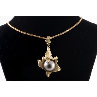 12.4mm Tahitian Pearl and Diamond Pendant