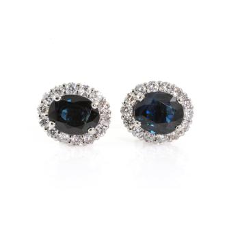 3.05ct Sapphire and Diamond Earrings
