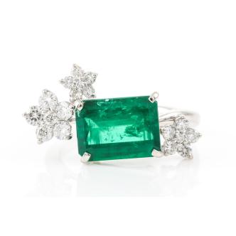 3.16ct Vivid Green Emerald Ring