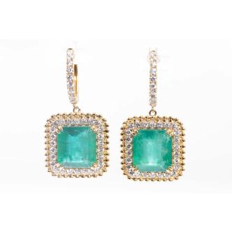 8.44ct Emerald & Diamond Earrings