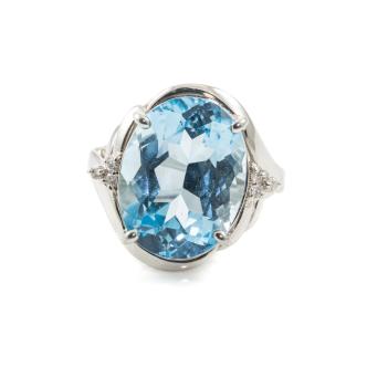 13.57ct Blue Topaz and Diamond Ring
