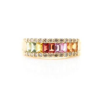 1.00ct Multi-coloured Sapphire and Diamond Ring