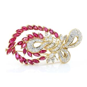 4.35ct Ruby & Diamond Brooch