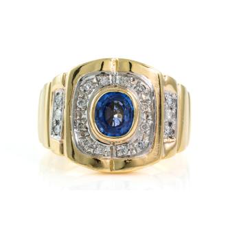 1.15ct Sapphire and Diamond Mens Ring