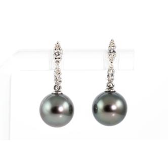 Tahitian Pearl and Diamond Earrings