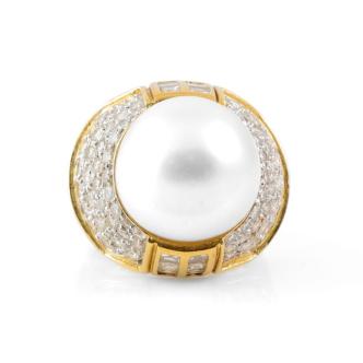 15.1mm Pearl and Diamond Ring